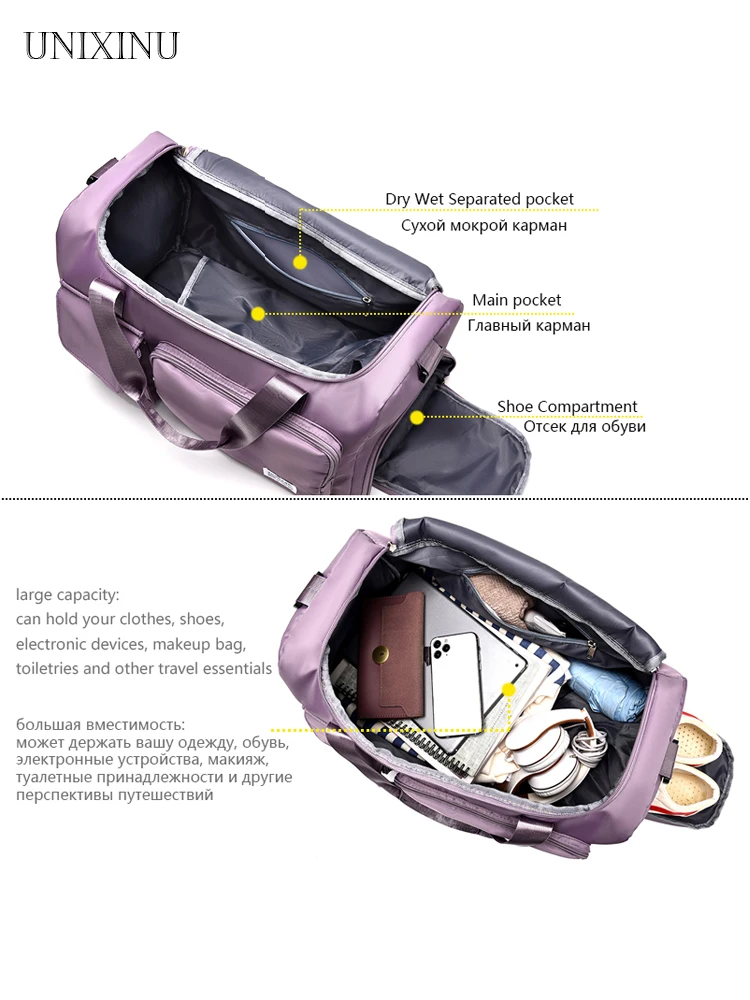 UNIXINU Carry On Travel Bag Large Capacity Weekender Overnight Duffle Bags with Shoe Compartment Sports Fitness Bags for Women - Image 2